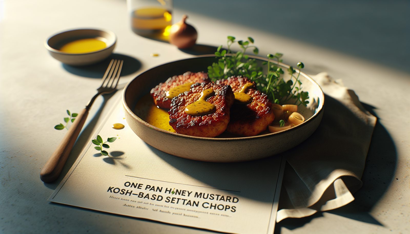 One Pan Honey Mustard Seitan Chops (Kosher Plant-Based) - Jewish-American recipe