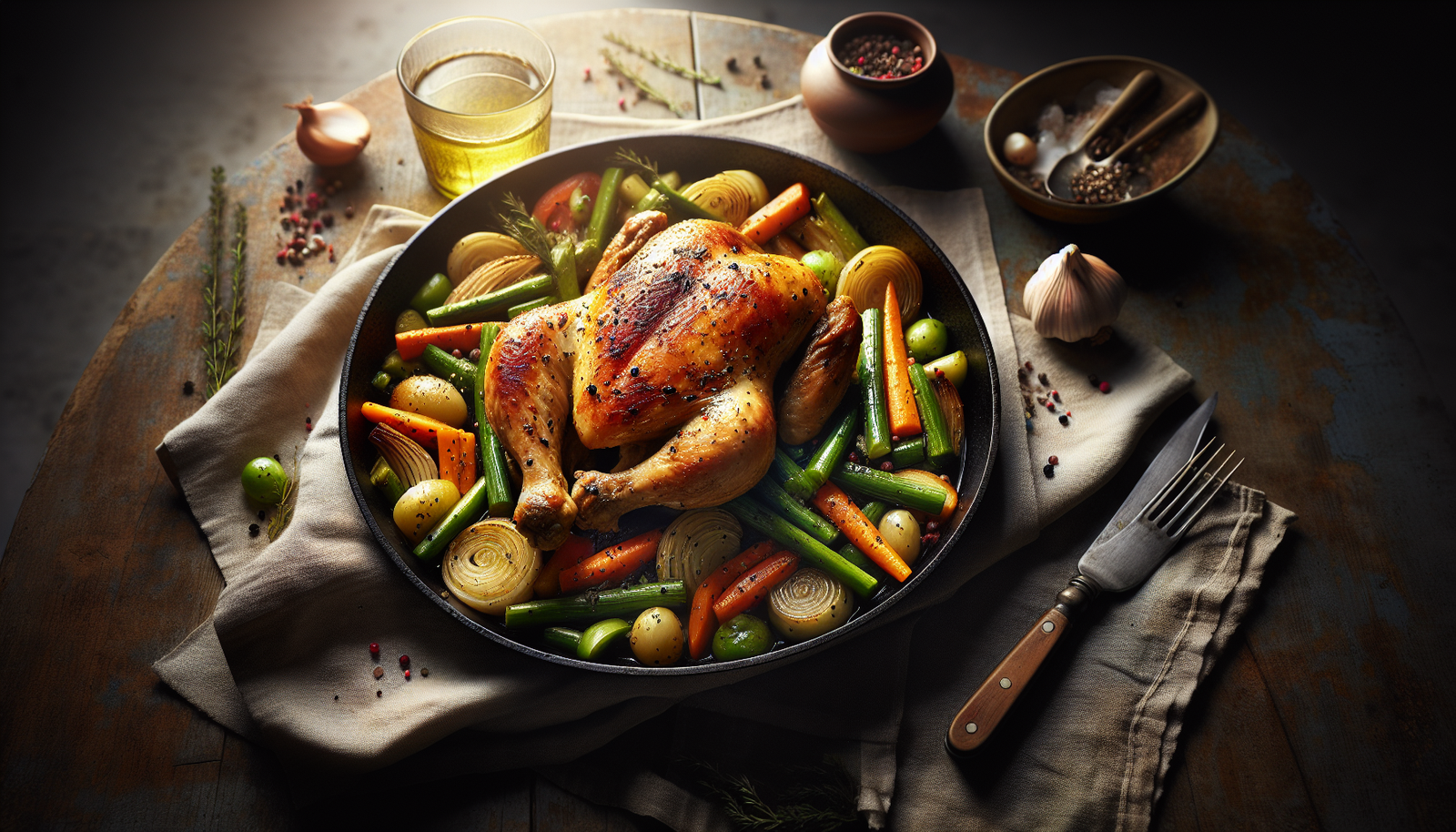 One Pan Kosher Chicken and Vegetables - Simple Weeknight Dinner - American recipe