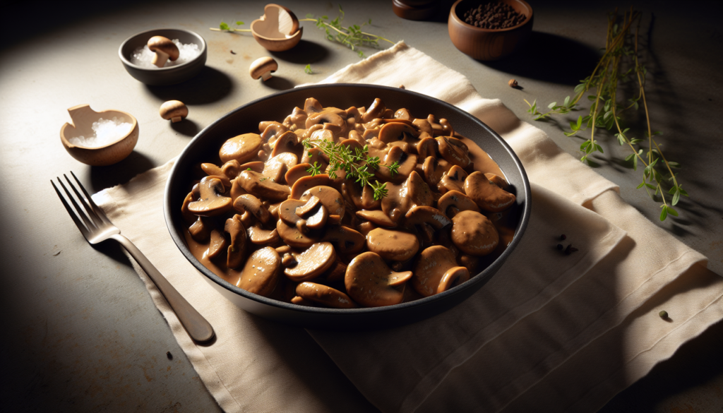 One Pan Kosher Mushroom Stroganoff with Seitan - Eastern European recipe