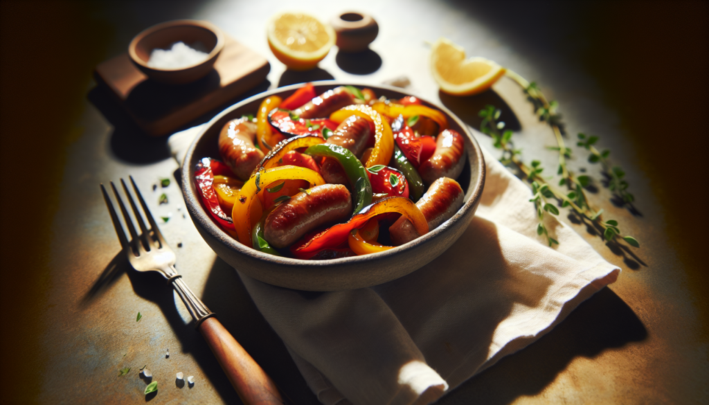 One Pan Kosher Sausage and Peppers Recipe - Italian-American recipe