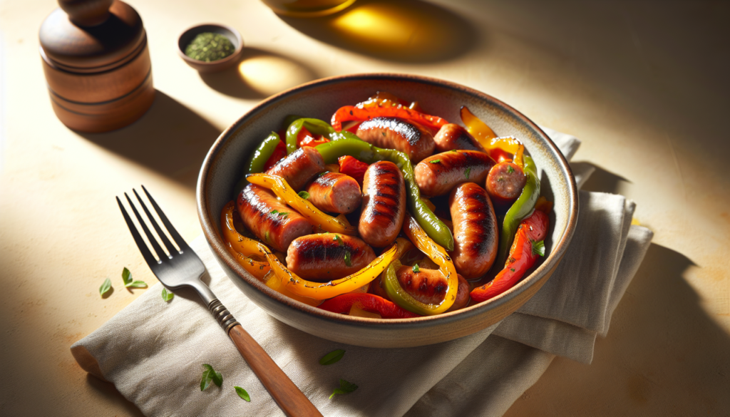 One Pan Kosher Sausage and Peppers Recipe - Italian-American recipe