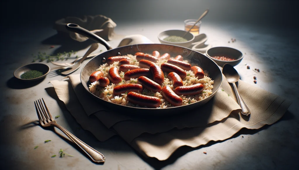 One Pan Kosher Sausage and Rice Skillet (Easy 30-Minute Meal) - American recipe