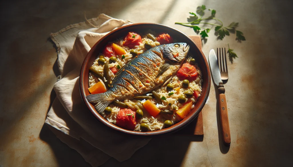 Classic Kosher Fish And Rice Mediterranean Casserole - Mediterranean recipe