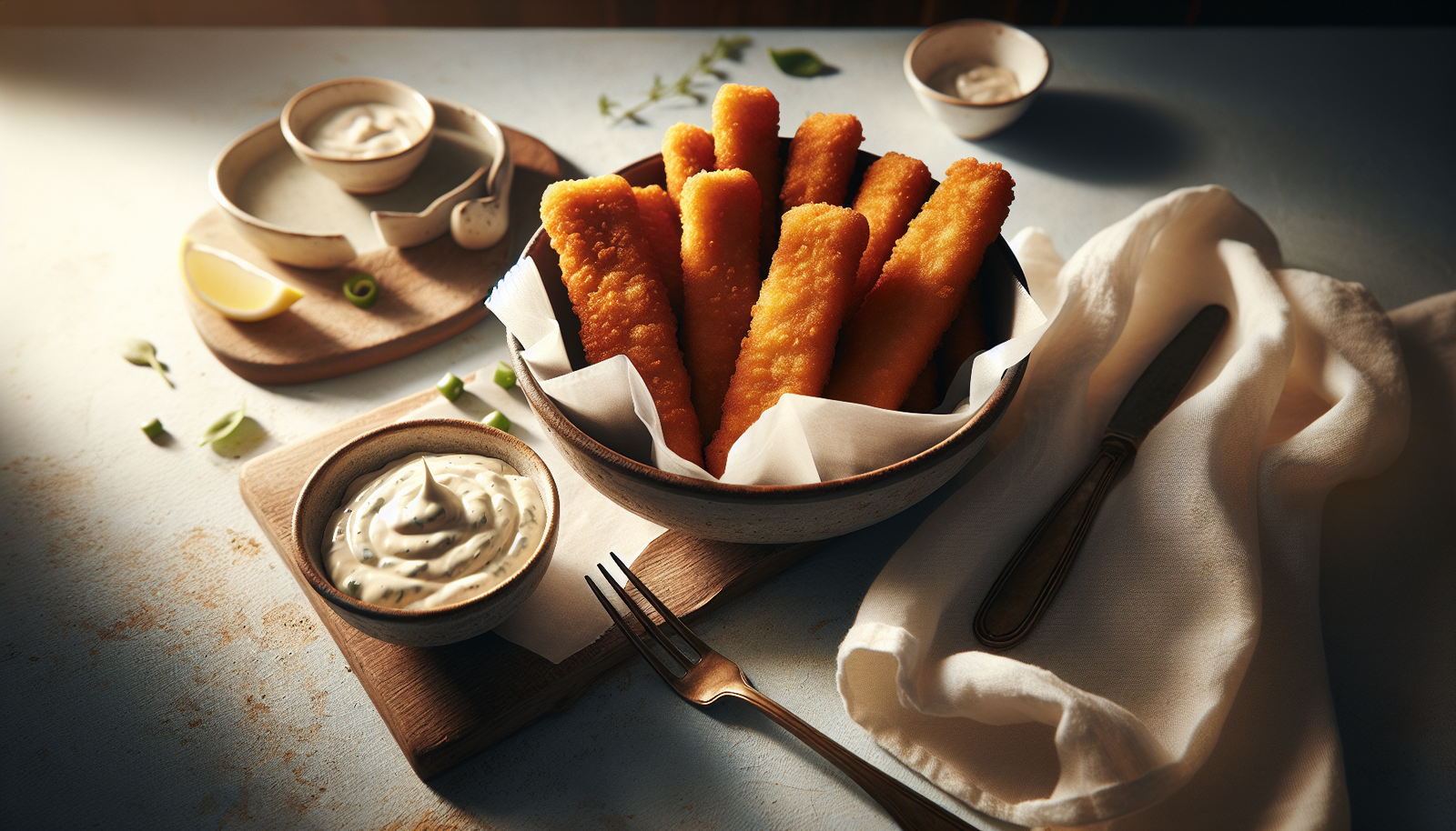 Classic Kosher Fish Sticks With Homemade Tartar Sauce - American recipe