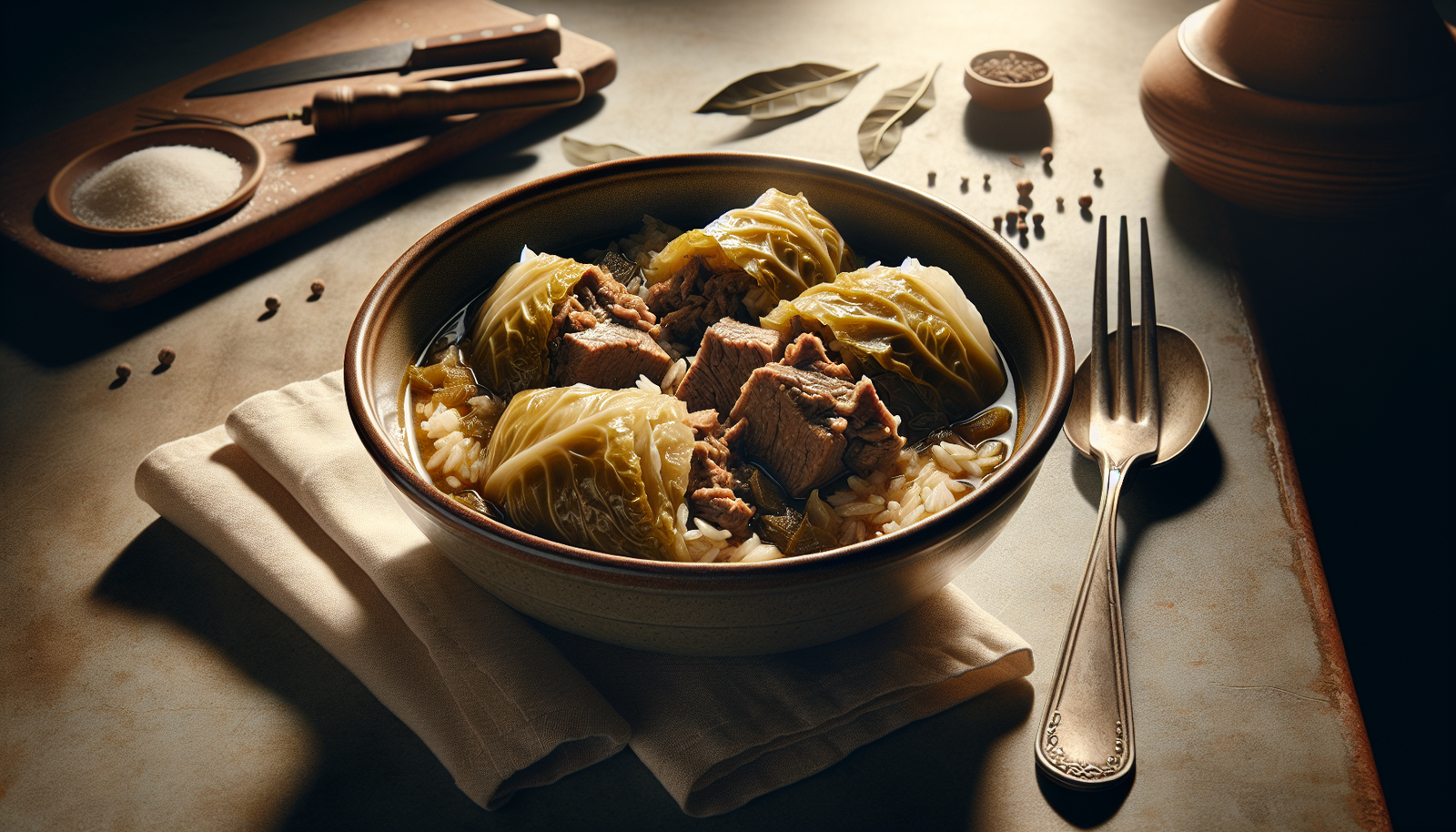 Classic Kosher Stuffed Cabbage Soup With Beef And Rice - Jewish recipe