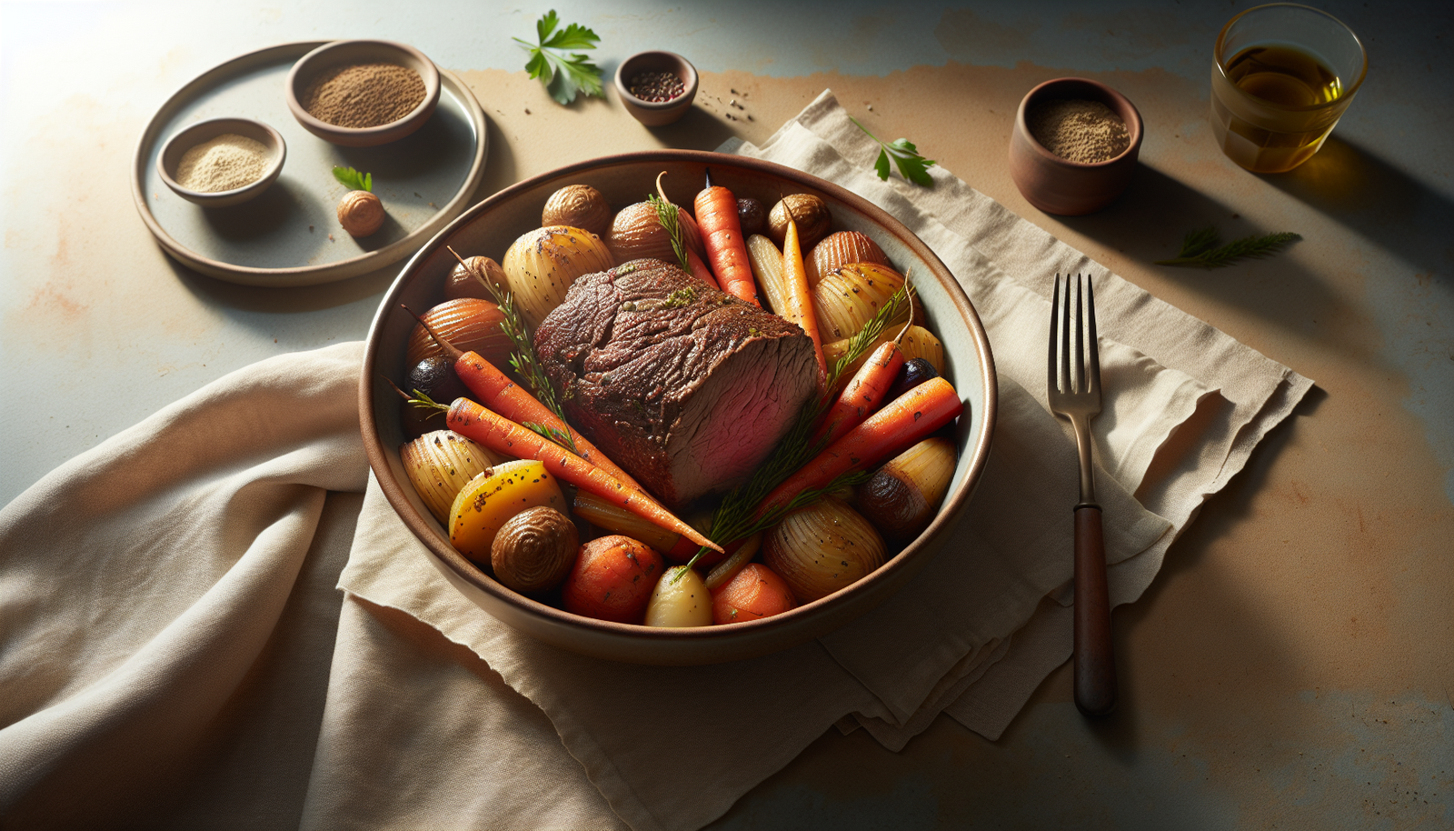 Classic Kosher Veal Roast With Root Vegetables - Jewish recipe