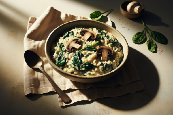 Creamy Kosher Mushroom and Spinach Risotto