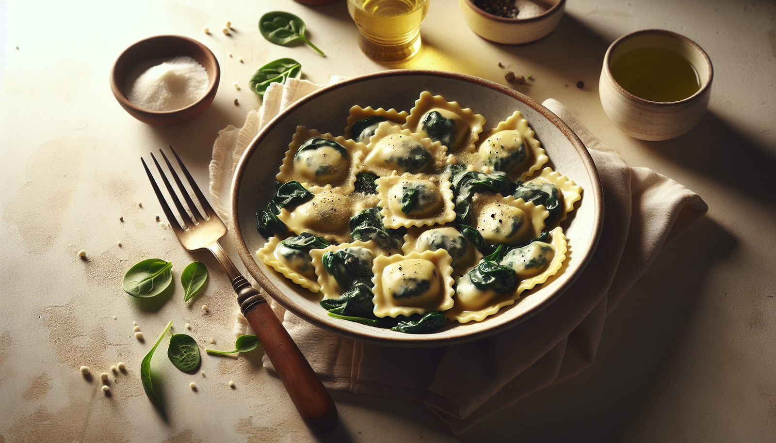 Creamy Kosher Spinach and Ricotta Ravioli - Italian recipe