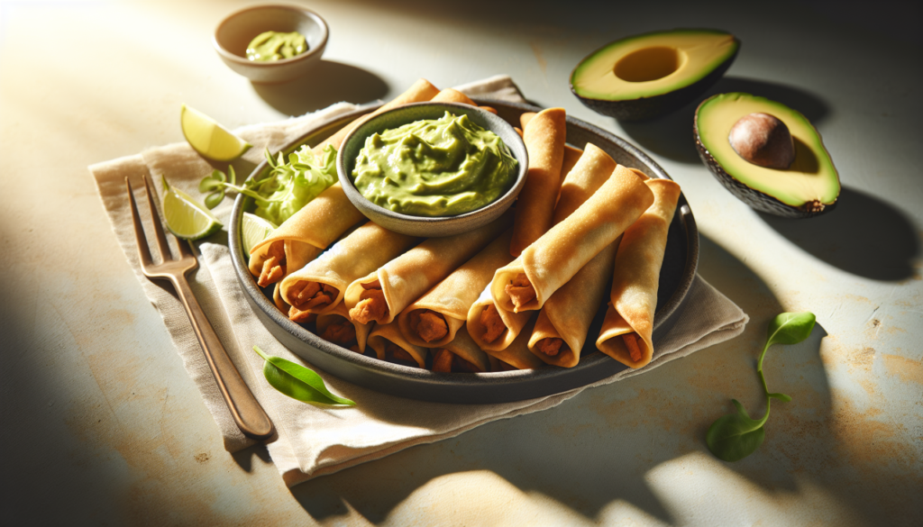 Crispy Kosher Chicken Taquitos With Avocado Dip Recipe - Mexican-inspired recipe