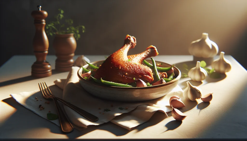 Crispy Kosher Duck Leg Confit With Garlic - French recipe