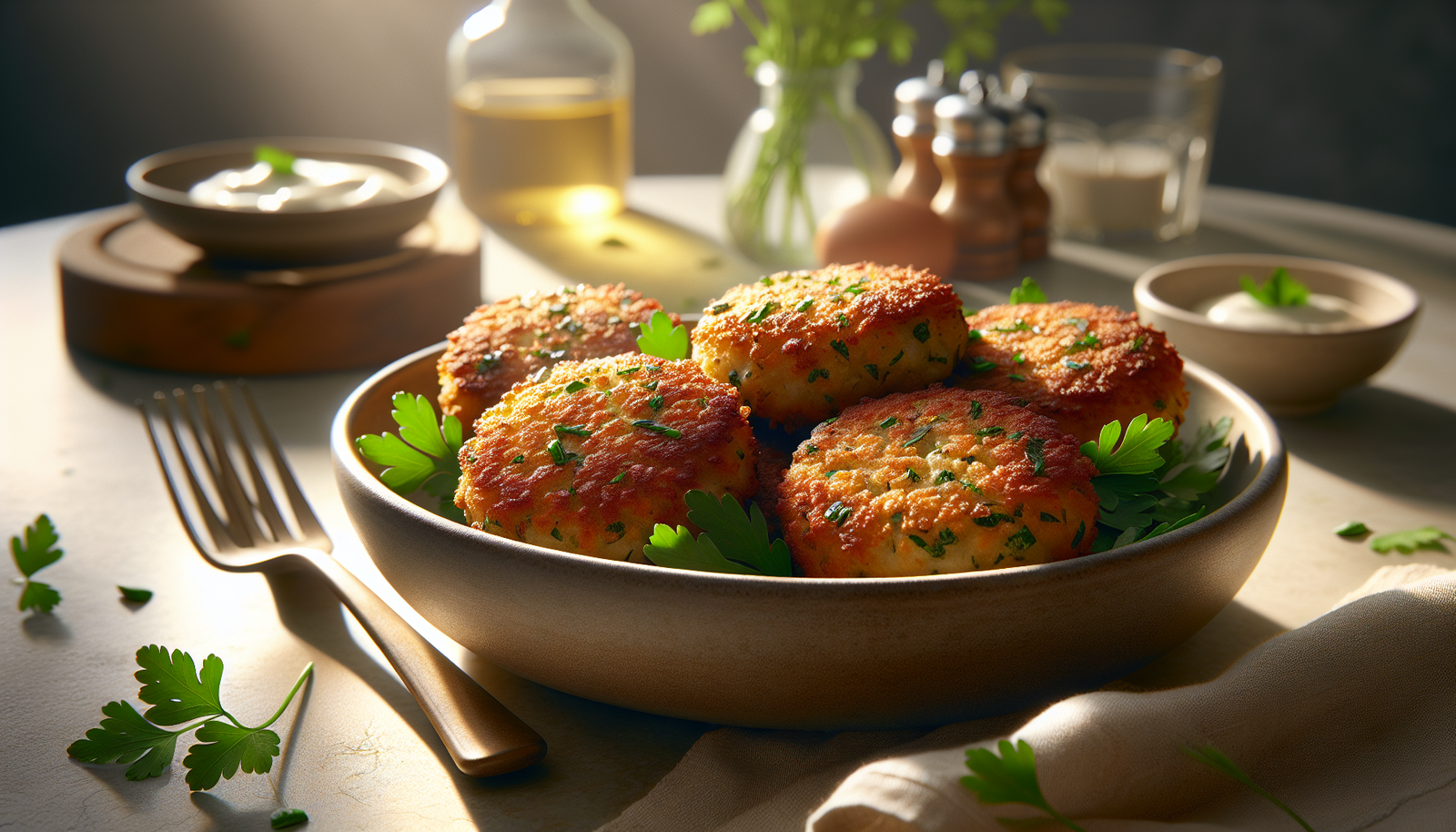 Crispy Kosher Fish Cakes with Fresh Herbs - Jewish recipe