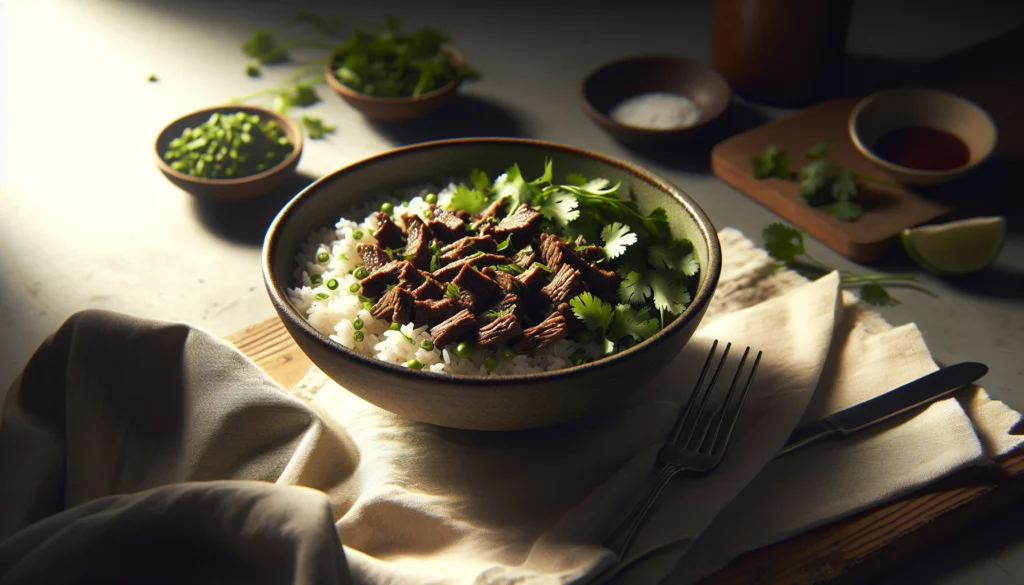 Easy Kosher Beef Carnitas Bowls With Cilantro Rice - Mexican-inspired recipe