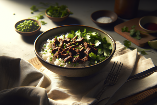Easy Kosher Beef Carnitas Bowls With Cilantro Rice
