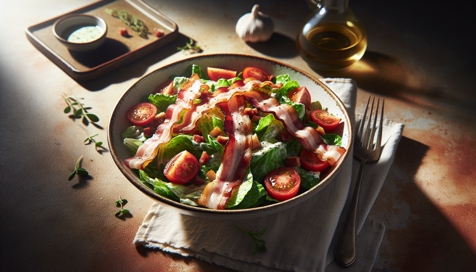 Easy Kosher Turkey Bacon Caesar Salad - American recipe