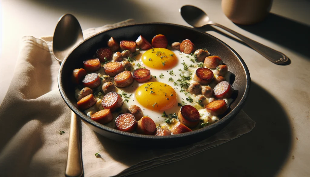 Easy Kosher Turkey Sausage And Egg Breakfast Skillet - American recipe