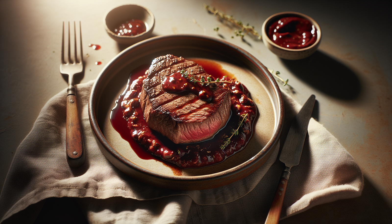 Easy Kosher Venison Steaks With Rich Red Wine Sauce - American recipe