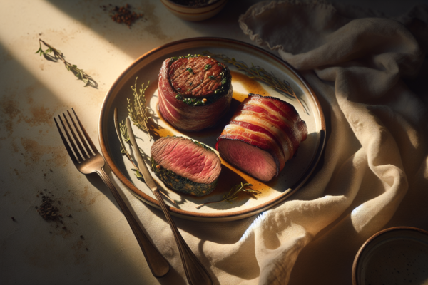 Kosher Beef-Wrapped Filet Mignon with Herb Crust