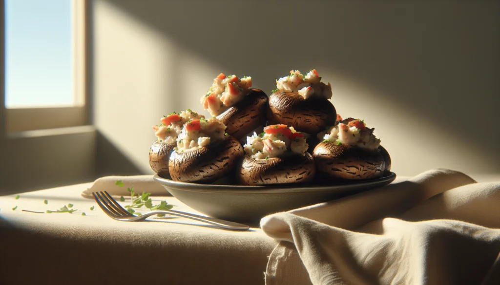 Kosher 'Crab' Stuffed Mushrooms with Imitation Crab - American recipe