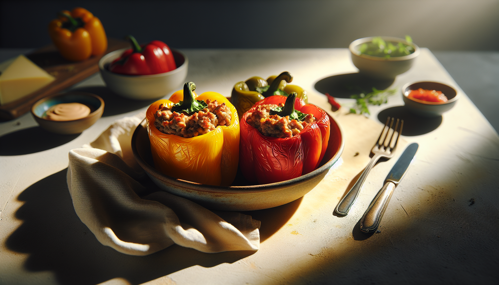 Kosher Ground Turkey Stuffed Bell Peppers Recipe - American recipe