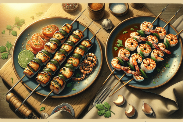 Kosher Herb-Crusted Fish Skewers With Garlic Butter