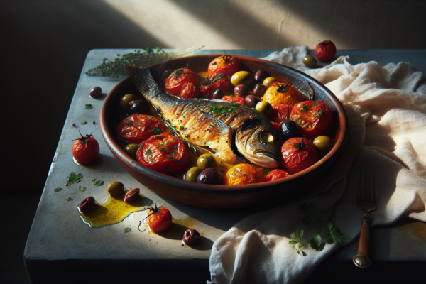Mediterranean Baked Fish With Tomatoes & Olives