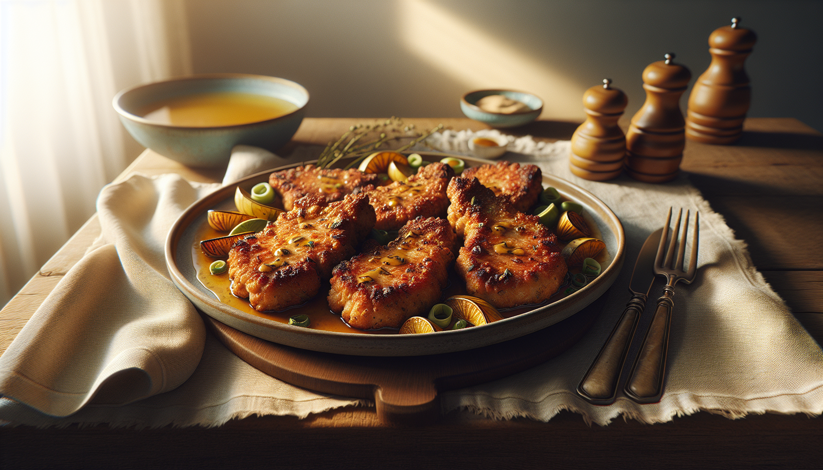 One Pan Honey Mustard Seitan Chops - Crispy Kosher Comfort - American recipe