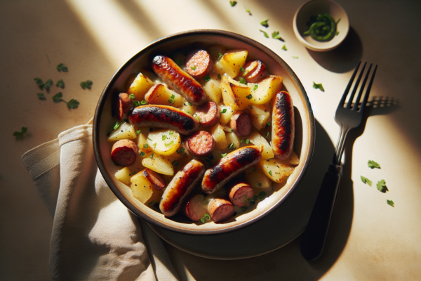 One Pan Kosher Sausage and Potato Bake Recipe