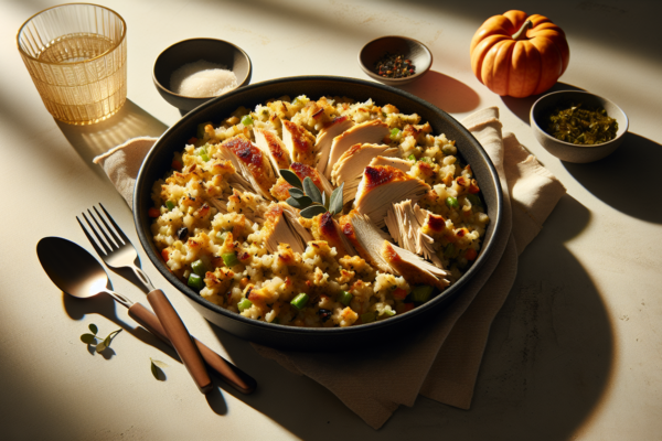 One Pan Kosher Turkey and Rice Stuffing Casserole