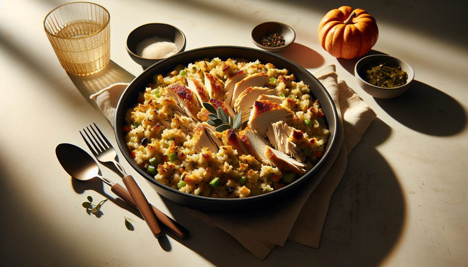 One Pan Kosher Turkey and Rice Stuffing Casserole - Jewish American recipe