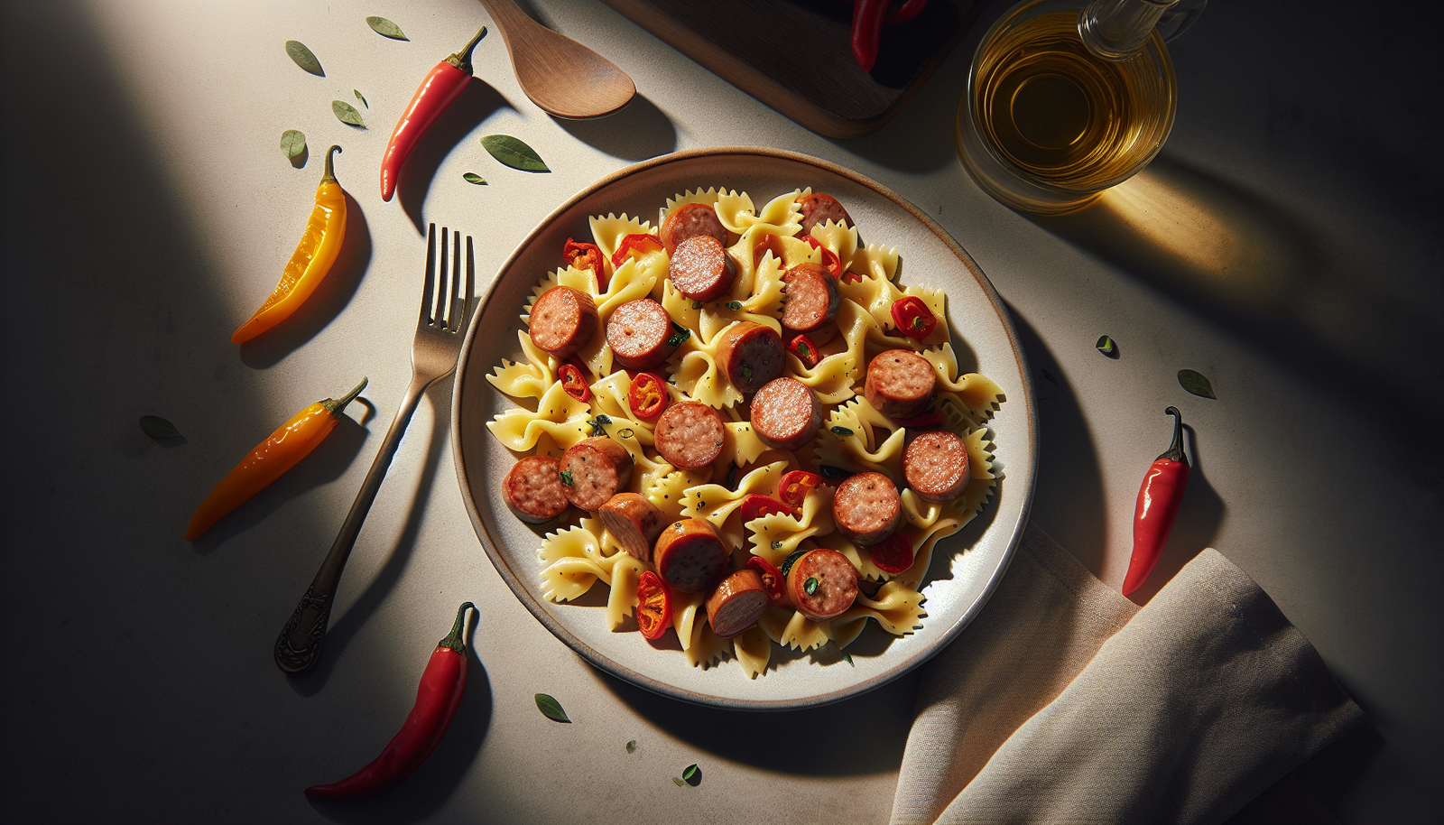 One Pan Kosher Turkey Sausage Pasta with Peppers - American recipe