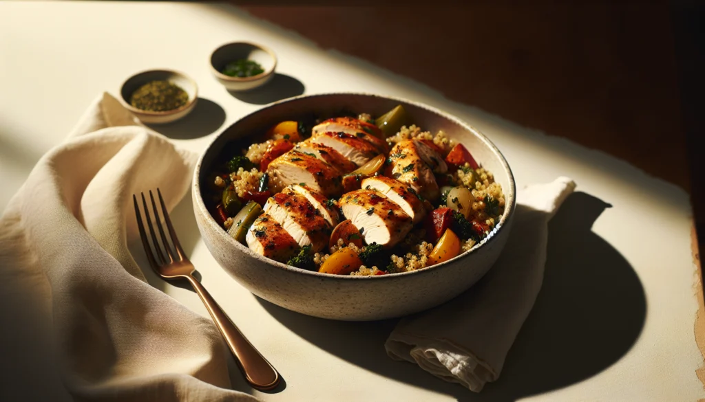 One Pan Mediterranean Kosher Chicken and Quinoa Skillet - Mediterranean recipe