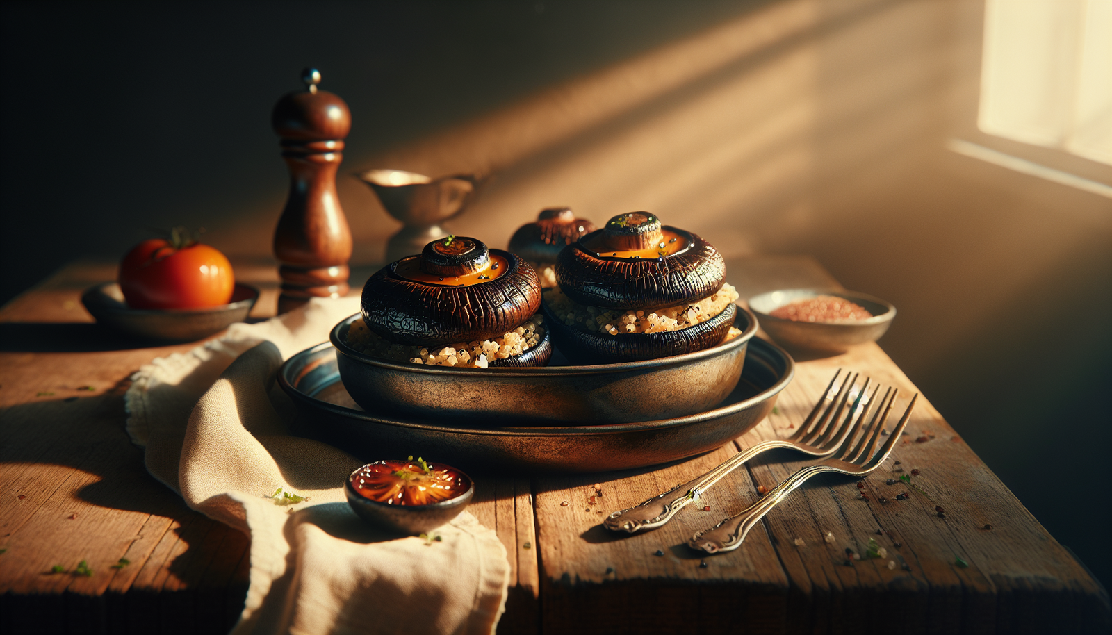 Perfect Baked Stuffed Portobello Mushrooms with Quinoa - Mediterranean recipe