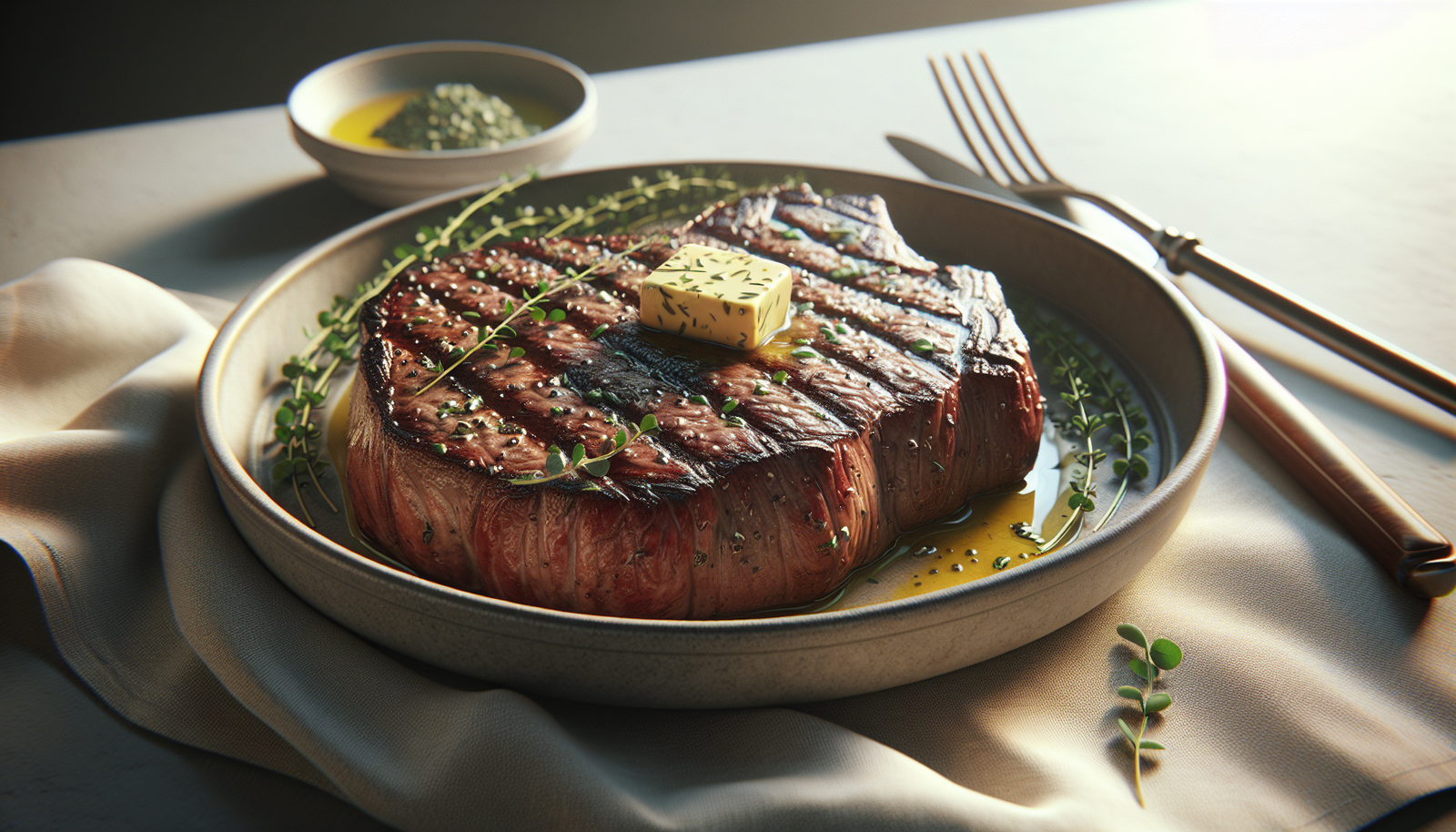 Perfect Grilled Steak with Herb Butter - Kosher Recipe - American recipe