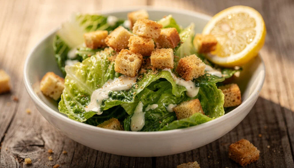 Deliciously Kosher Caesar Salad with Homemade Dressing