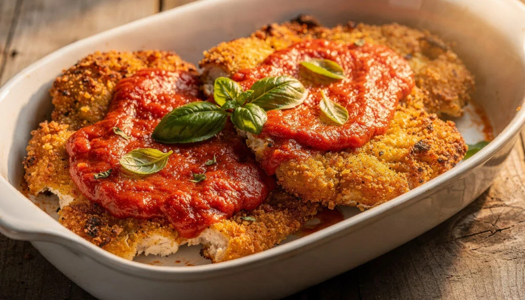 Easy Baked Chicken Parmesan Without Dairy - Crispy Kosher Comfort Food