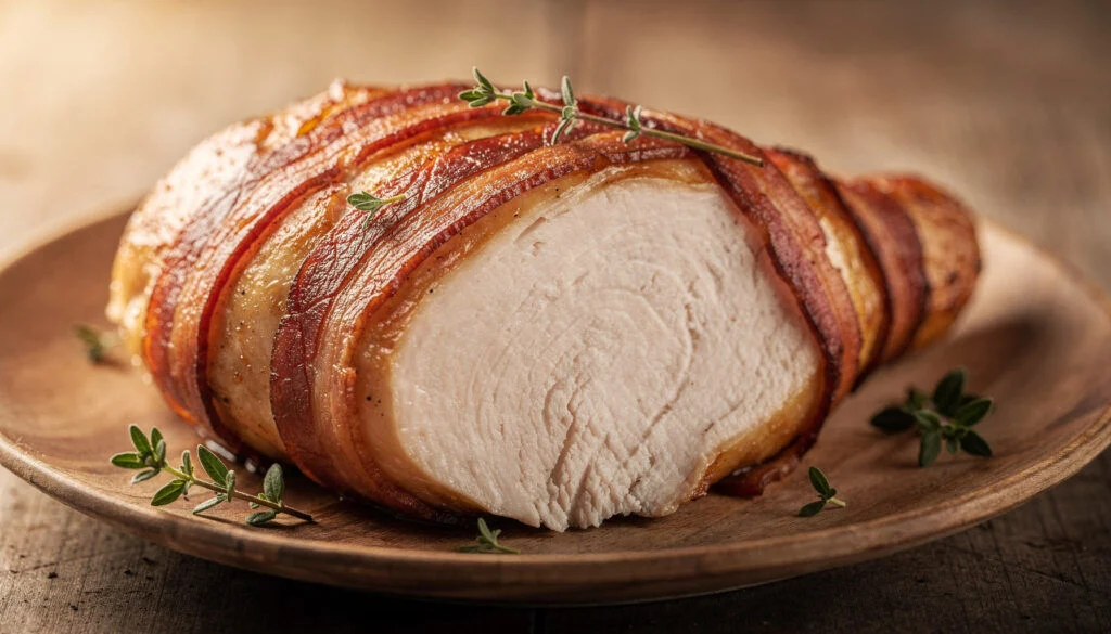 Easy Kosher 'Bacon' Wrapped Chicken Breast with Turkey Bacon