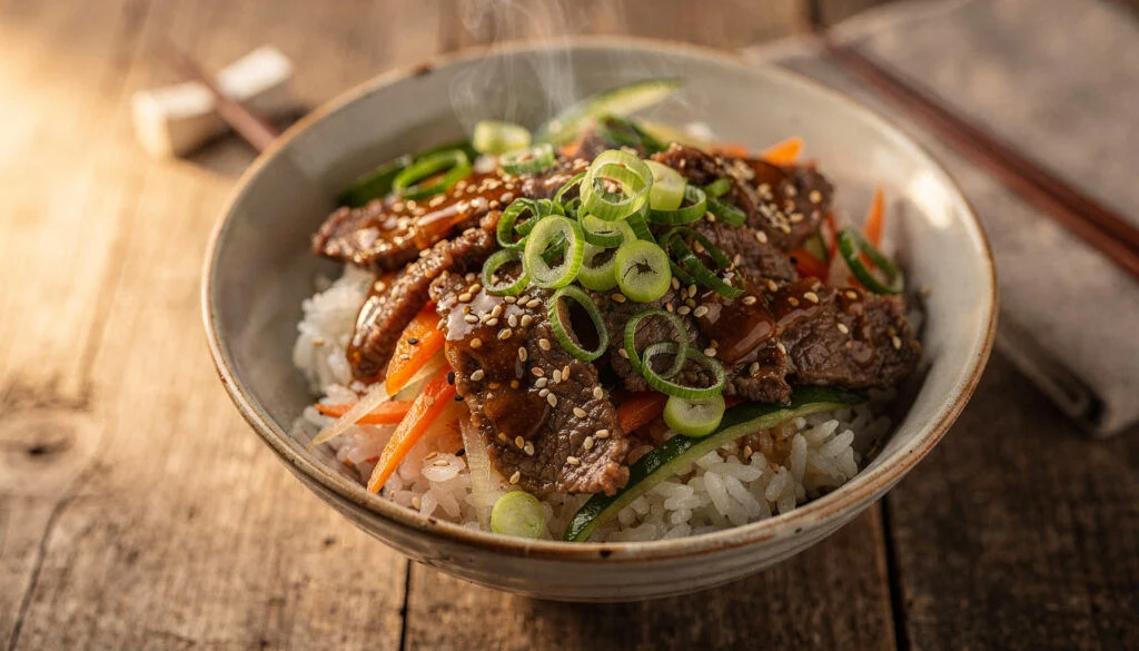 Easy Kosher Beef and Rice Bowls with Asian-Style Sauce
