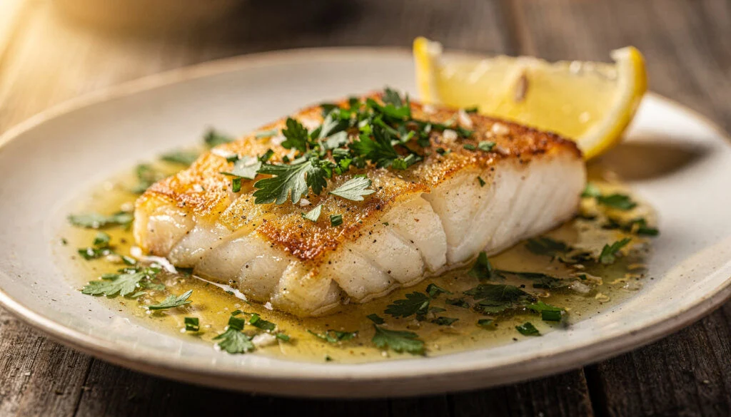 Easy Pan Seared Halibut With Garlic Butter (Kosher)