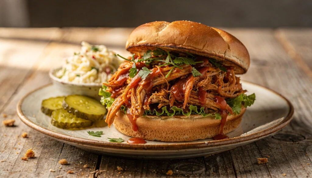 Easy Slow Cooker Pulled Chicken Sandwiches