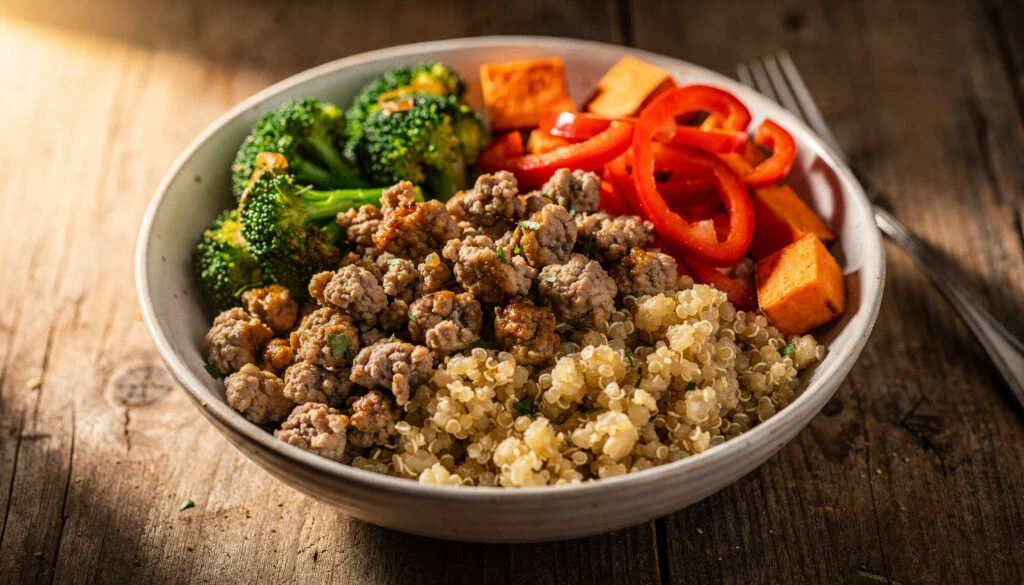 High-Protein Kosher Meal Prep Bowls with Turkey and Quinoa