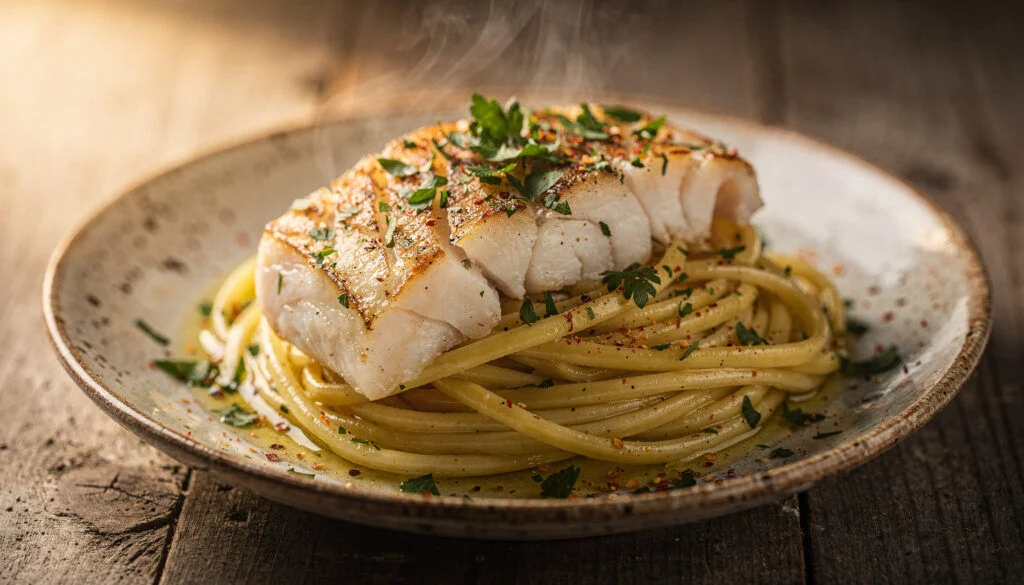 Kosher Garlic Butter Mock Scampi with Fish
