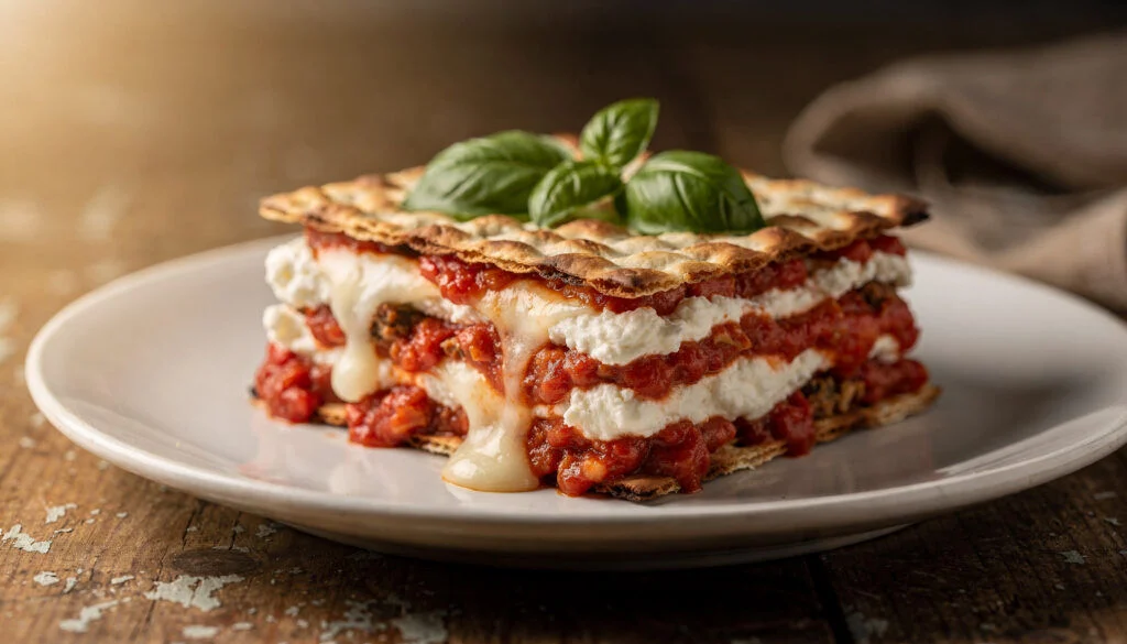 Kosher Matzo Lasagna with Fresh Tomato Sauce for Passover