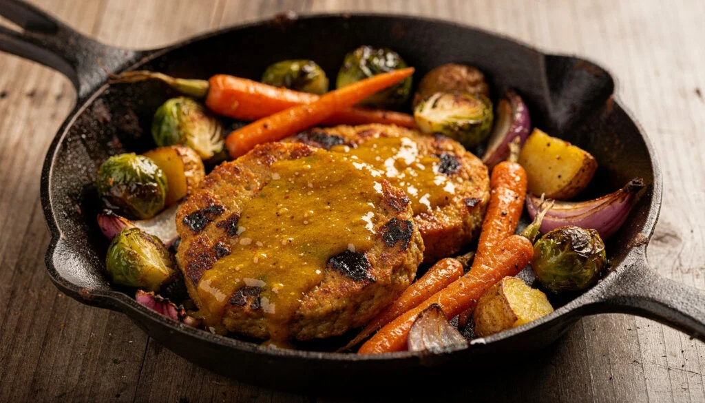 One Pan Honey Mustard Seitan Chops (Kosher Plant-Based)