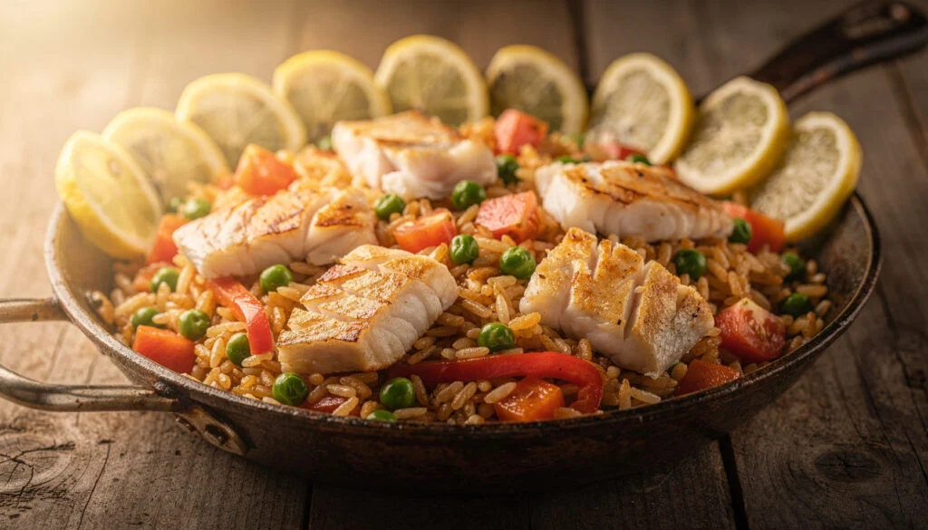 One Pan Kosher Fish And Rice Skillet (Shrimp Alternative)