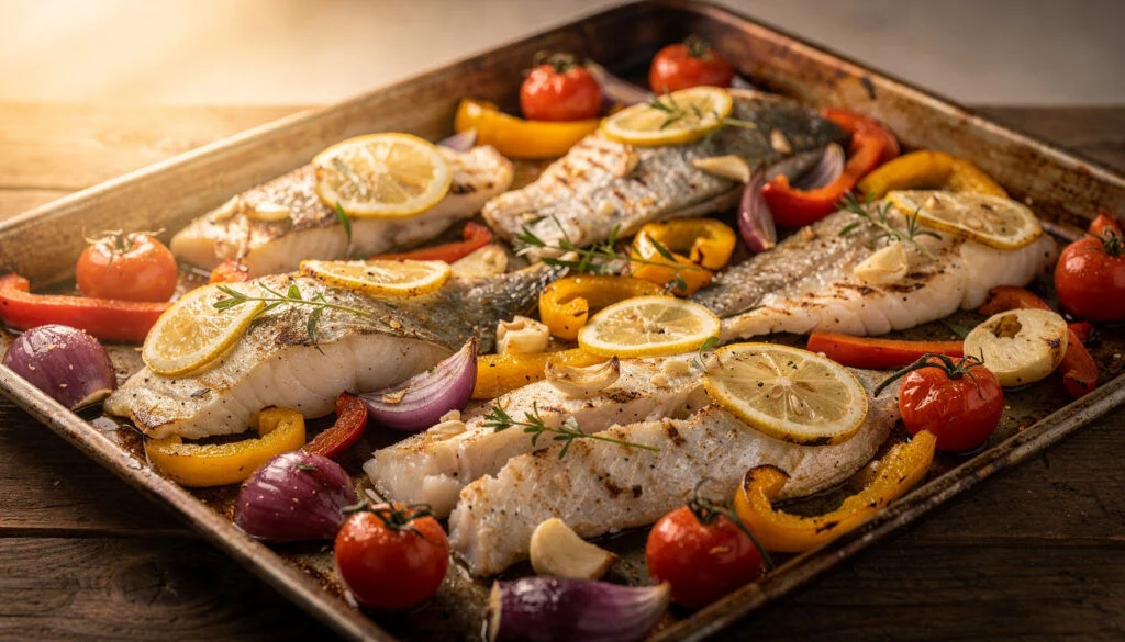 One Pan Lemon Garlic Kosher Fish (Shrimp-Style Recipe)
