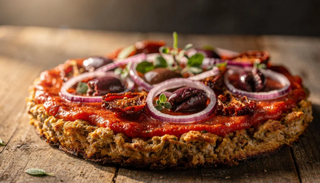 One Pan Mediterranean Turkey Meatza Pizza Recipe
