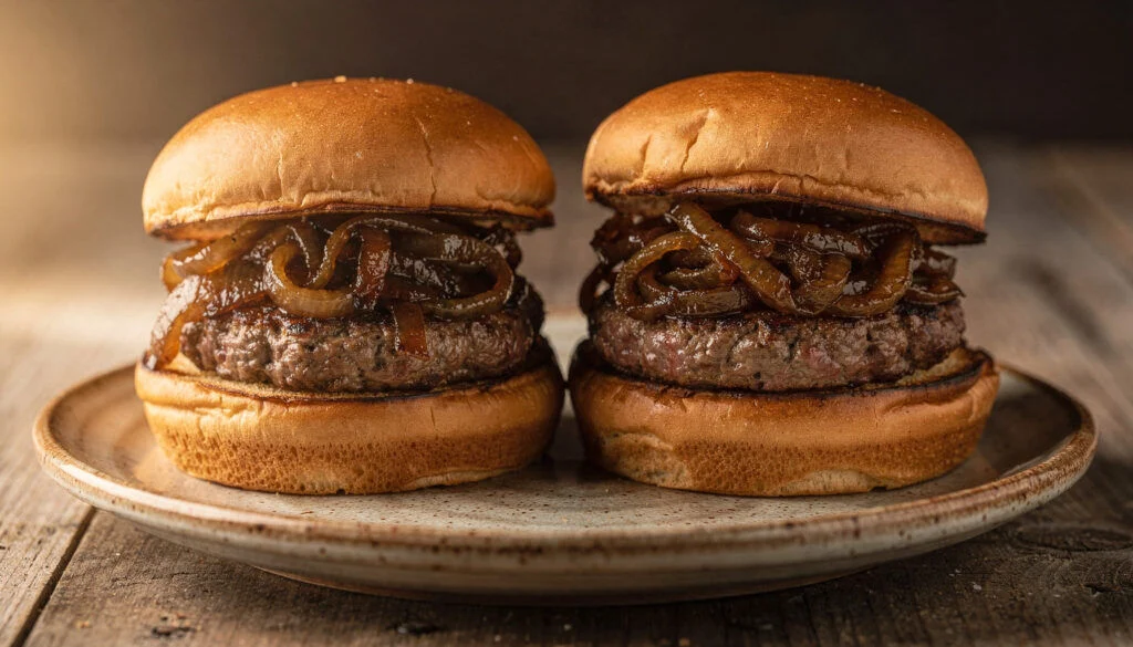 Ultimate Kosher Smash Burgers with Caramelized Onions
